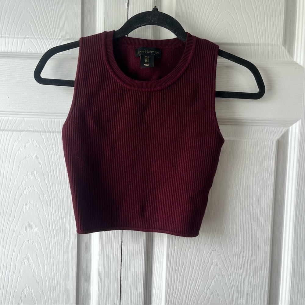 House Of Harlow Ladies Crop Top Maroon Size Small